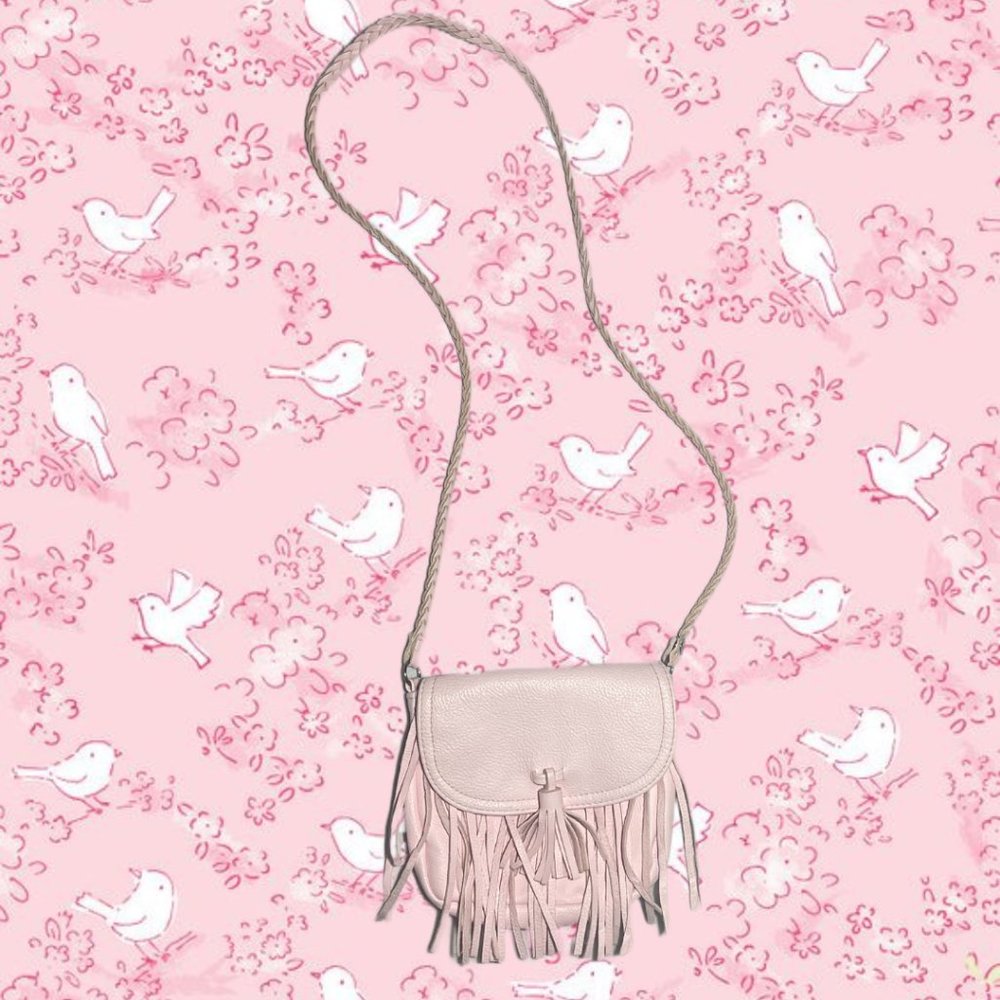 Pink Frilly Tassel Micro Bag Cross Body Shoulder Strap
